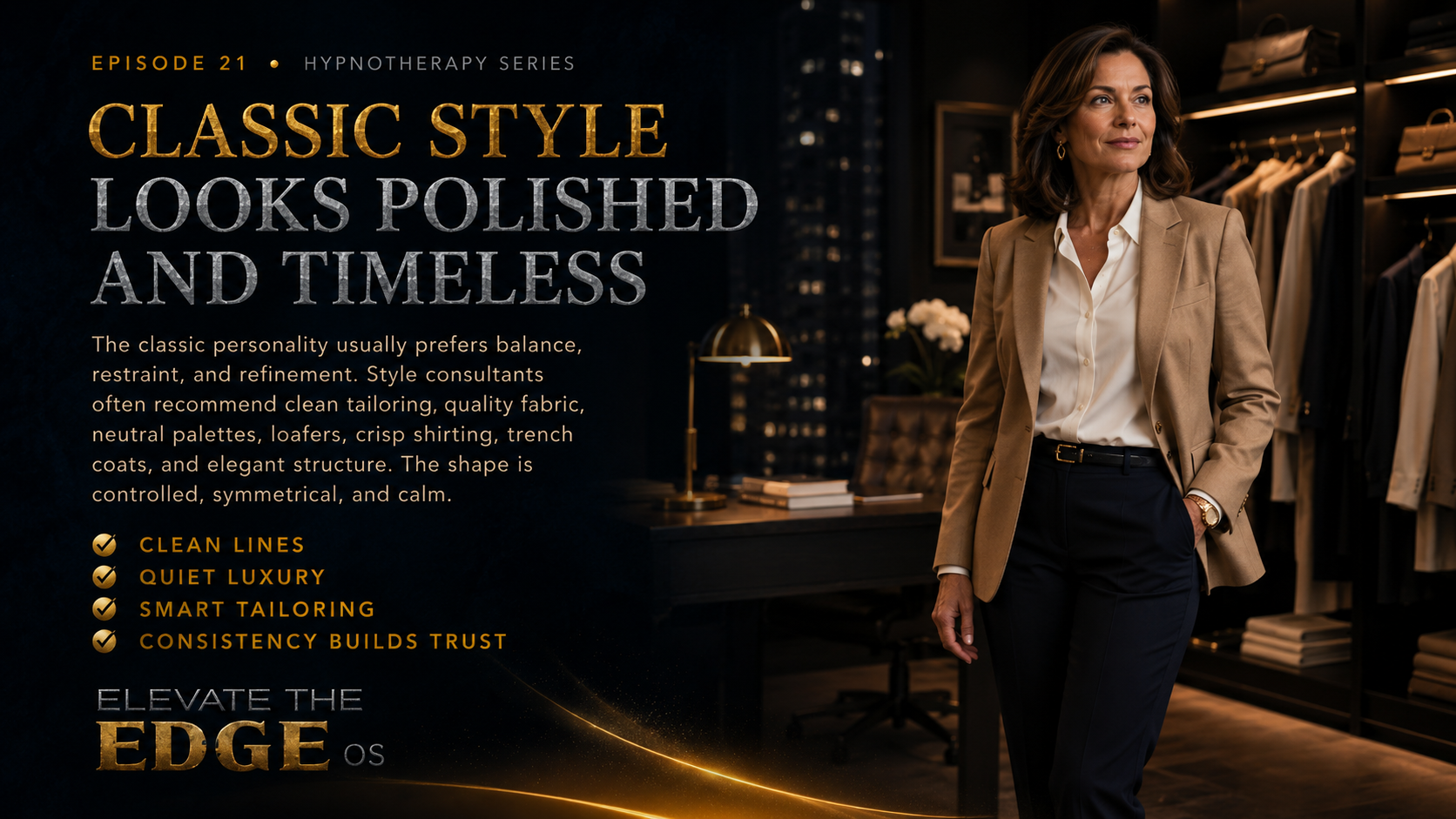 CLASSIC STYLE LOOKS POLISHED AND TIMELESS